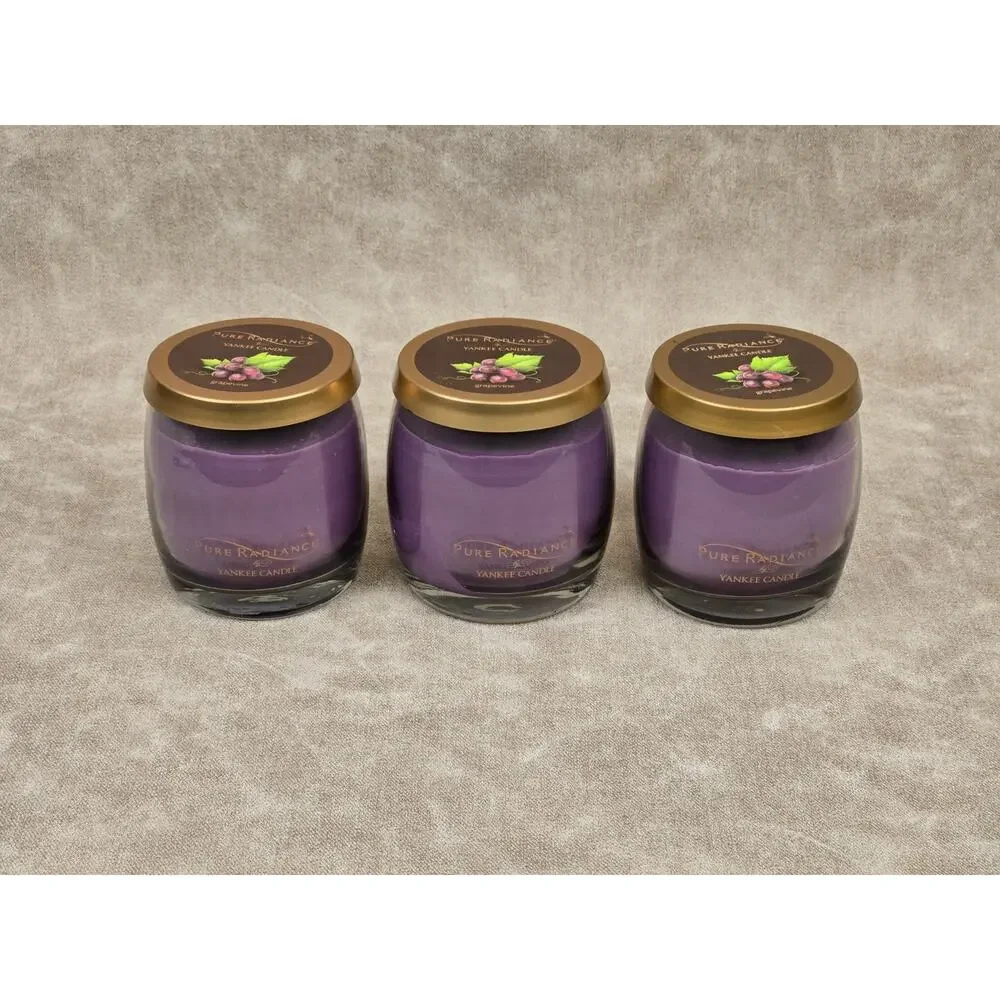 Lot of 3 Yankee Candle Pure Radiance Grapevine 10oz Grape Vineyard Candle Purple